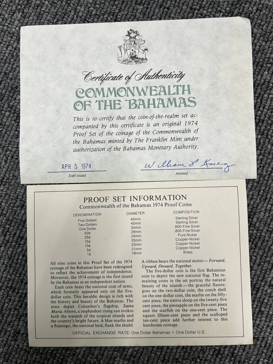 【BEF 4409】1円～ フランクリンミント COMMONWEALTH OF THE BAHAMAS バハマ プルーフセット 記念硬貨 コイン 保存ケース付き 現状品の画像7