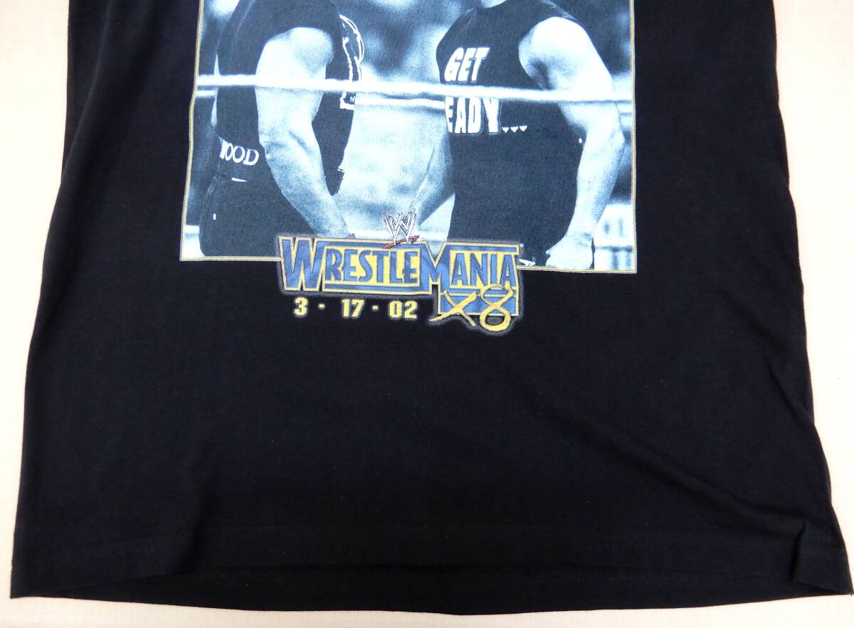 M749/WRESTLE MANIA X8 レッスルマニア 18 ハルクホーガン vs ザ ロック ICON 象徴 Tシャツ Lサイズ ブラック WWE WWF nWo プロレス SHOOT_画像5