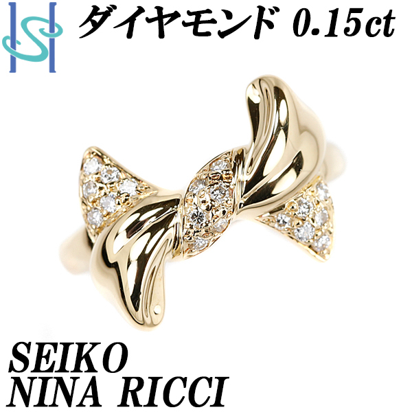 Ninaricho Seiko Diamond Ring K18yg ленточная марка Nina Ricci Seiko Бесплатная доставка красота используется SH105851