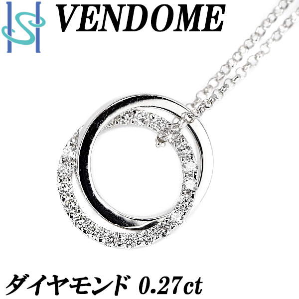  Vendome Aoyama бриллиантовое колье 0.27ct K18WG иен Circle раунд 2 полосный ... бренд бесплатная доставка прекрасный товар б/у SH107524
