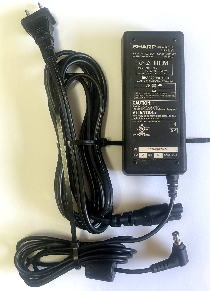 ☆　SHARP　ノートパソコン用　ACアダプター　EA-RJ2V　中古送料無料_画像1