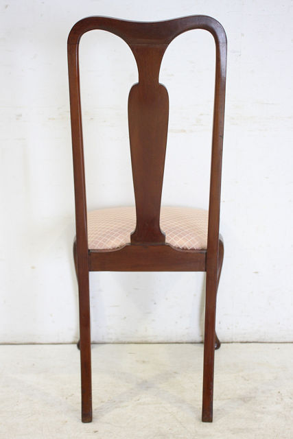 dn-1　1940年代イギリス製アンティーク クイーンアン ウォルナット ダイニングチェア イス 椅子 いす 食卓椅子 座面張り替え済み レトロ