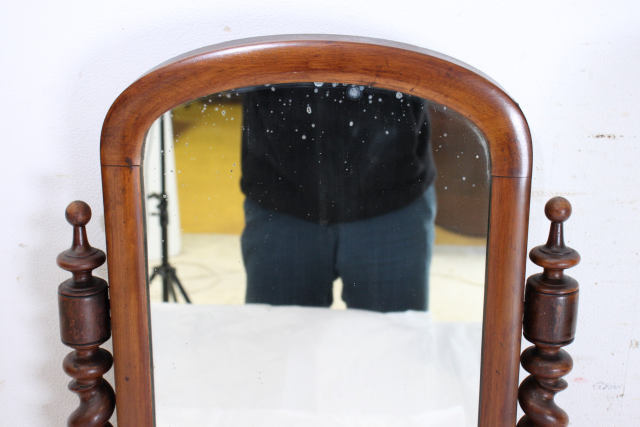 テーブルミラー 卓上鏡 mr-12　1890年代 イギリス アンティーク ビクトリアン ウォルナット ツイスト 英国 家具 メイク 店舗什器 送料無料_画像4