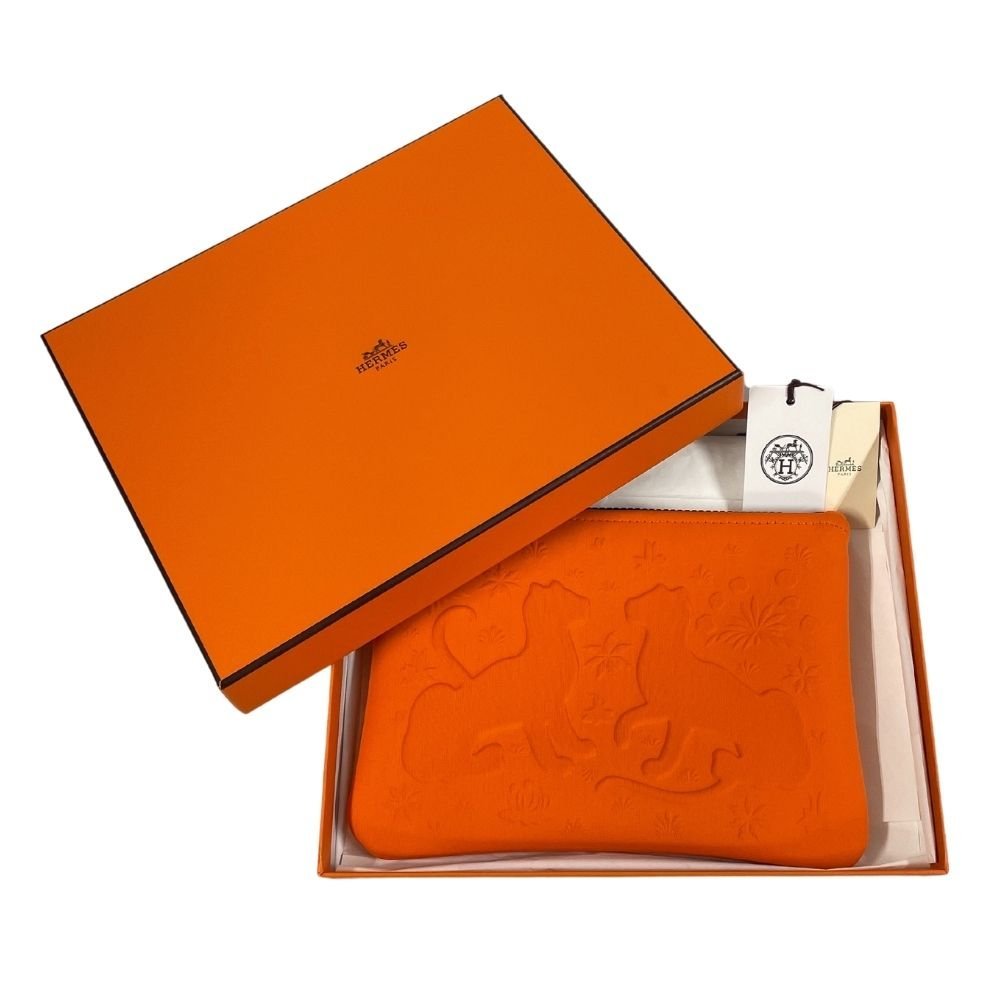 HERMES エルメス トゥルース フラット ネオバン PM ポーチ レオパード オレンジ サイズPM 正規品 / 32842_画像6