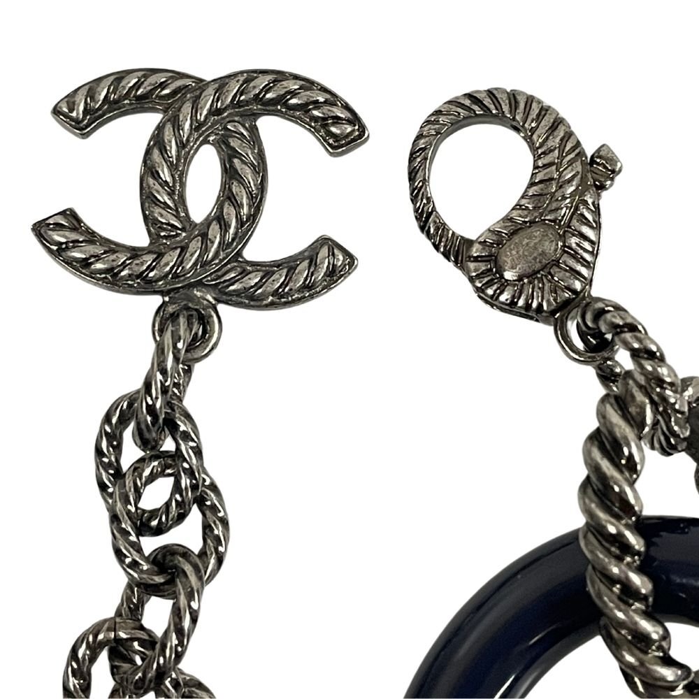 CHANEL Chanel B18 A здесь Mark колье темно-синий × оттенок серебра размер свободный стандартный товар / 31538