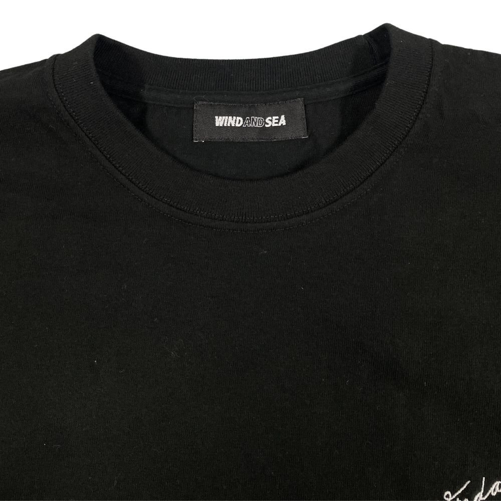 WIND AND SEA ウィンダンシー 左胸ロゴ刺 バックプリント 半袖Ｔシャツ ブラック サイズS 正規品 / B5107の画像5