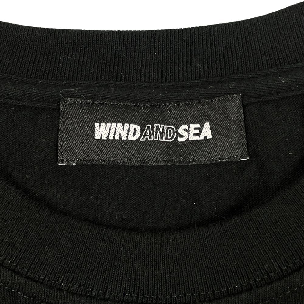 WIND AND SEA ウィンダンシー 左胸ロゴ刺 バックプリント 半袖Ｔシャツ ブラック サイズS 正規品 / B5107の画像6