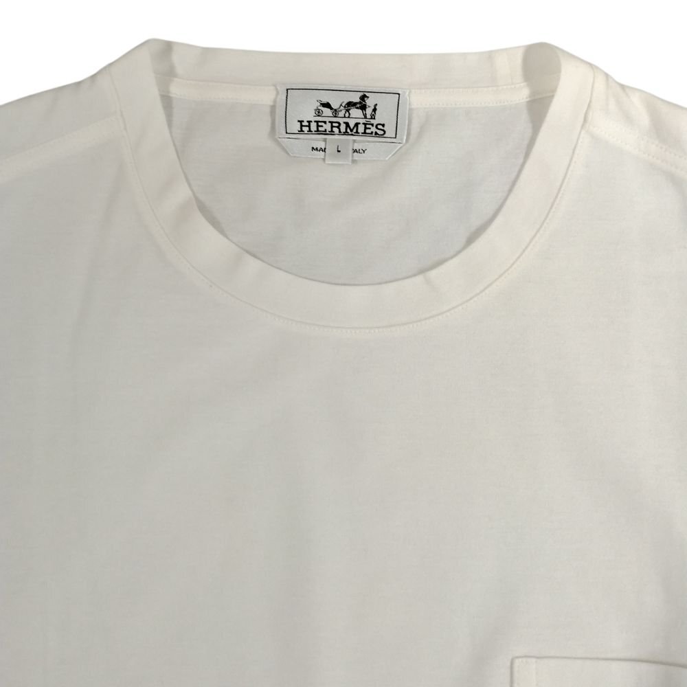 HERMES エルメス ポケット付き 半袖Ｔシャツ ホワイト サイズL 正規品 / 33205_画像4