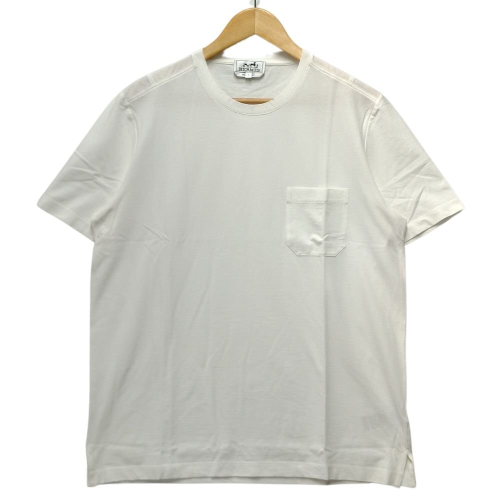 HERMES エルメス ポケット付き 半袖Ｔシャツ ホワイト サイズL 正規品 / 33205_画像1