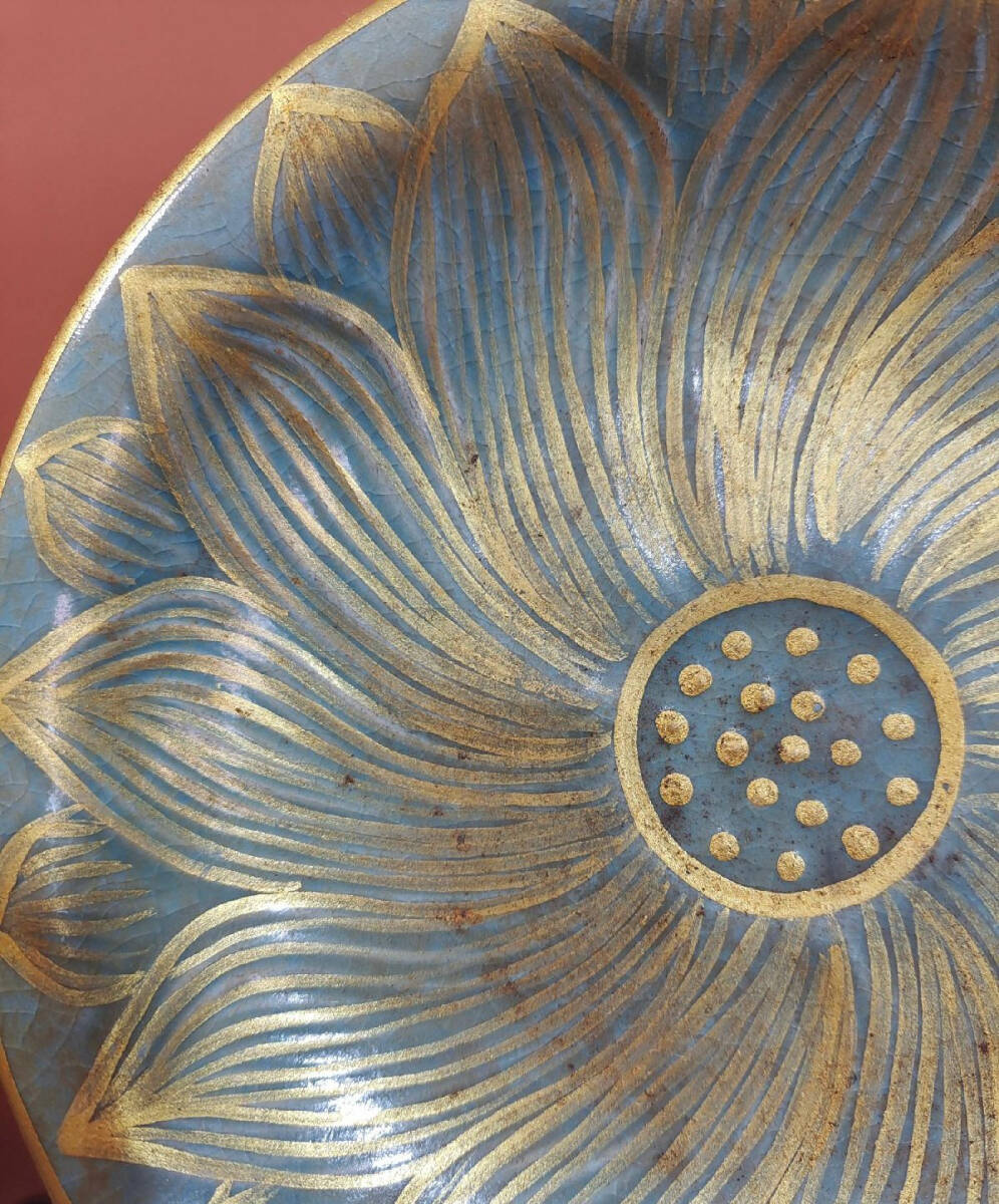 『1年保証』 宋代 汝窯 清凉寺御制 描金 古磁荷花筆洗い - 宋 宋