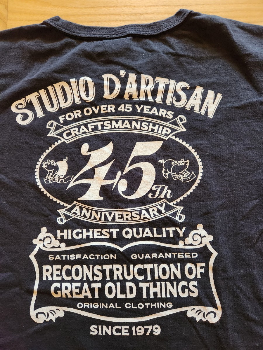 新作 送料込★STUDIODARTISAN ステュディオダルチザン SP-095 45周年記念 半袖Tシャツ USAコットン ANNIVERSARY 日本製 ブラック Lの画像1