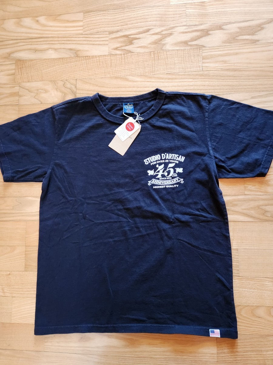 新作 送料込★STUDIO D'ARTISAN ステュディオダルチザン SP-095 45周年記念 半袖Tシャツ ANNIVERSARY USAコットン 日本製 ブラック XLの画像3