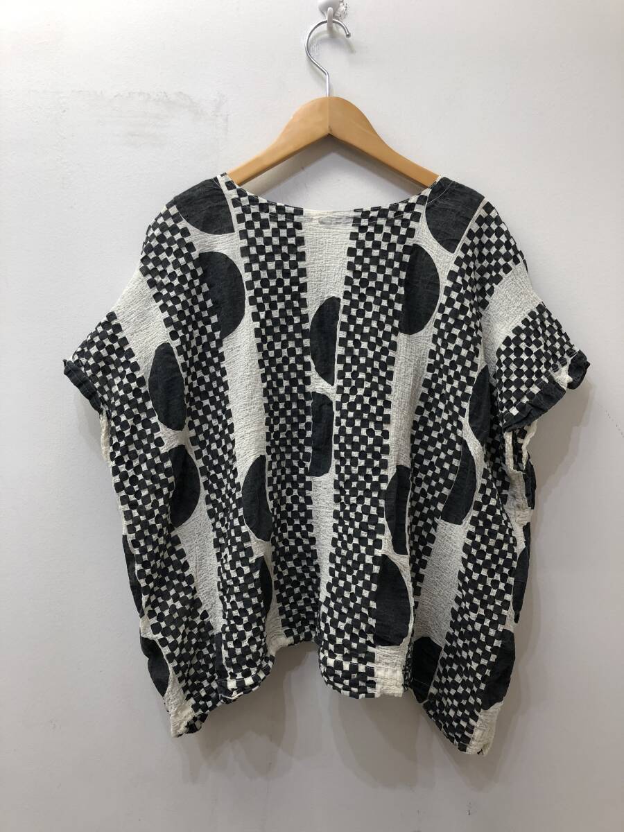 944☆me ISSEY MIYAKE ミー イッセイミヤケ☆コットン プルオーバー 半袖カットソー☆白黒の画像5