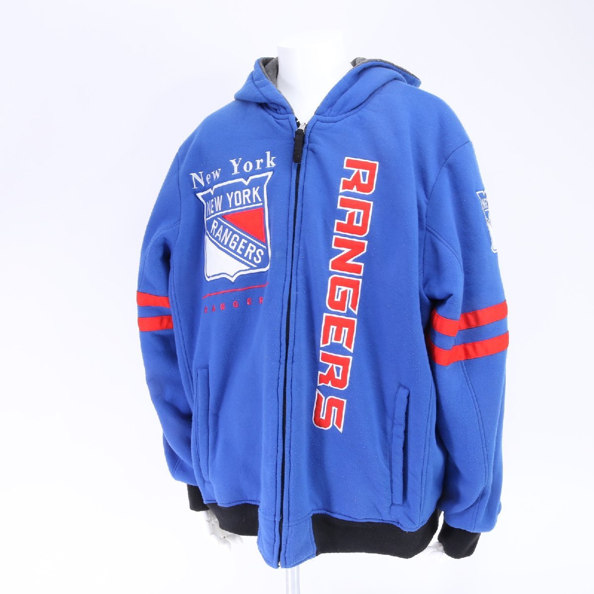 ■希少■NEW YORK RANGERS ニューヨーク レンジャーズ■NHL リバーシブル ジップアップ パーカー フード 付 XXL メンズ EHM 1205-H101_画像5