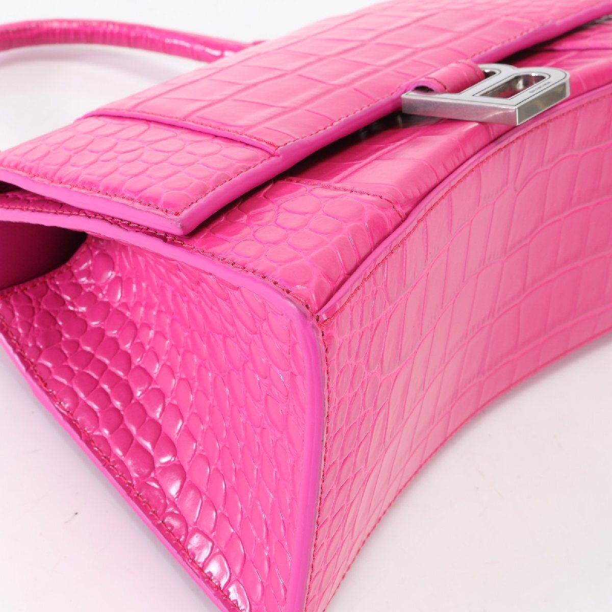 1 иен # не использовался # Balenciaga # Hour стакан маленький крокодил en Boss кожа ручная сумочка большая сумка Pink Lady -sEFM L3-7