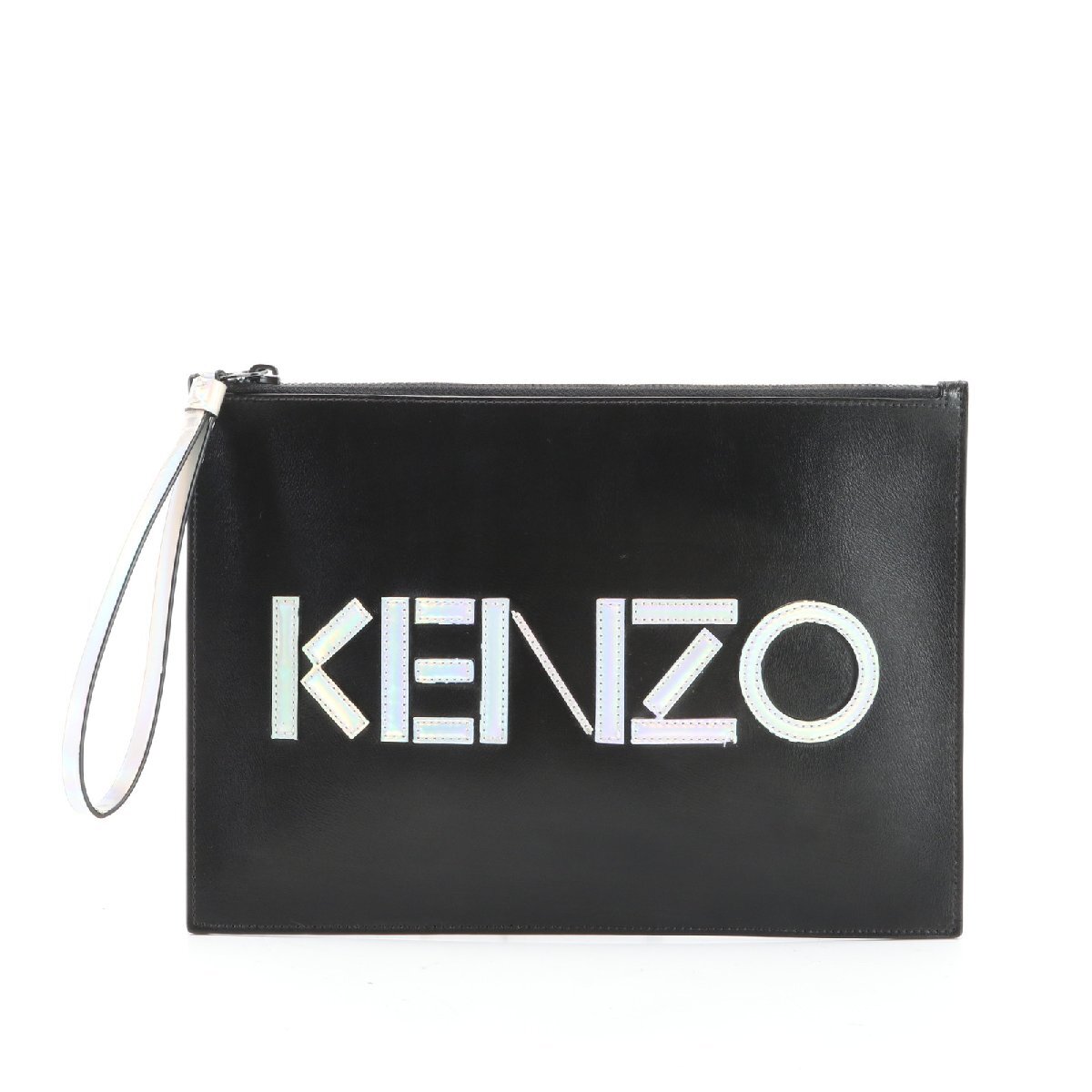 1 jpy # beautiful goods #KENZO# Kenzo # Aurora Logo leather second bag clutch document pouch commuting business tote bag black men's EEE O4-1