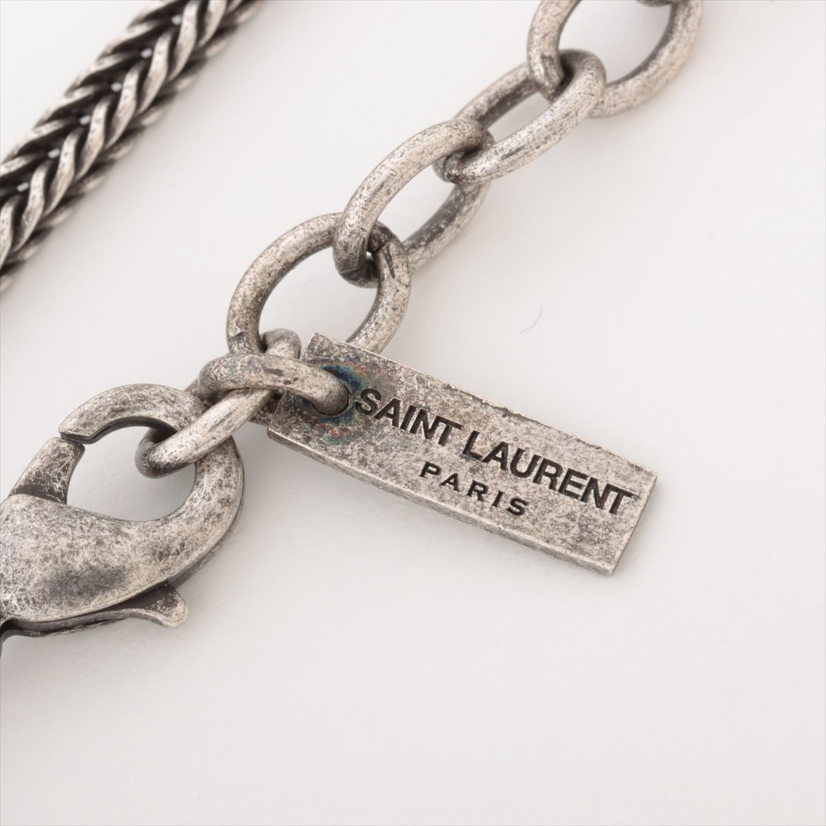 1円■美品■サンローラン パリ■YSL ロゴ タッセル ネックレス ペンダント アクセサリー シルバー レディース YYM J18-3_画像4