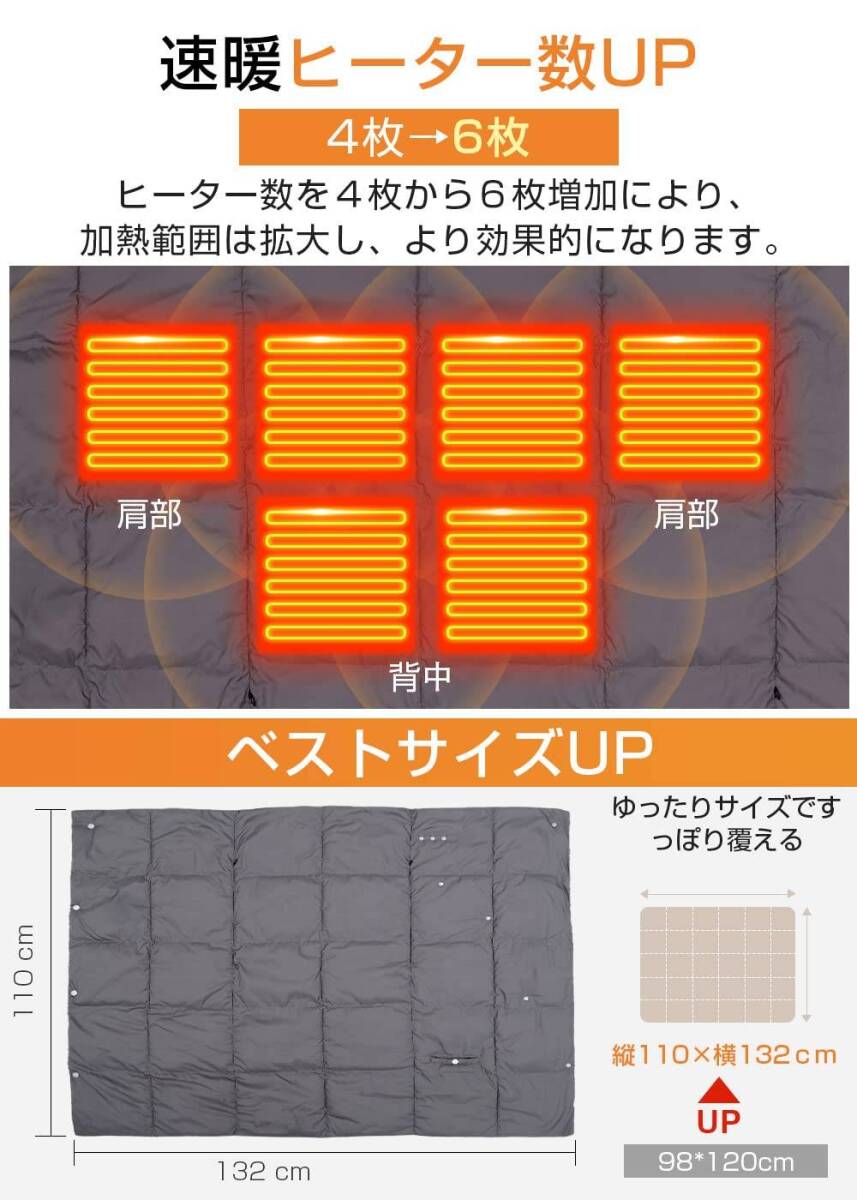 USB電気毛布 5WAY対応 モバイルバッテリー付き_画像4