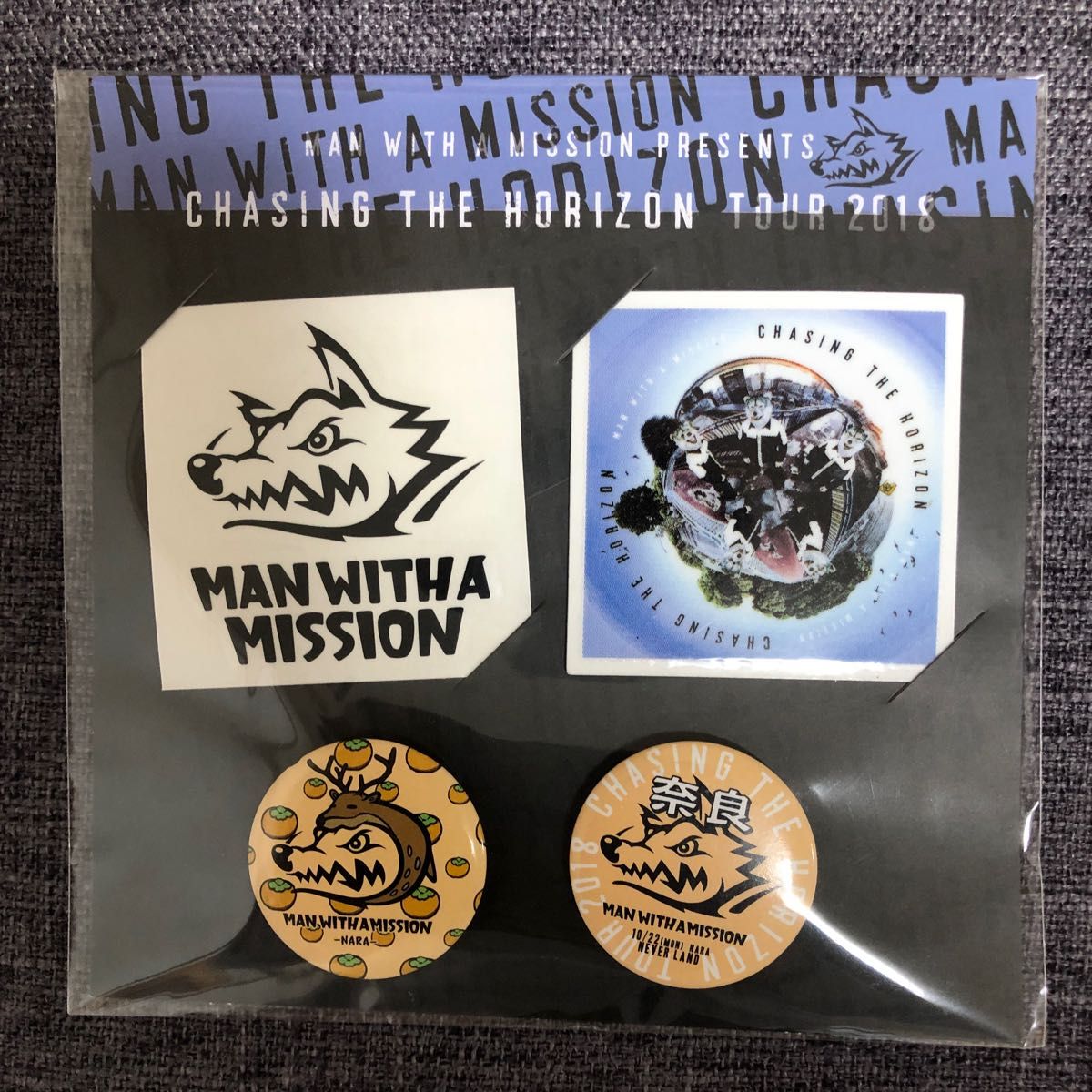 新品未開封 MAN WITH A MISSION  ステッカー  缶バッジ　2018 マンウィズ  ツアー 奈良