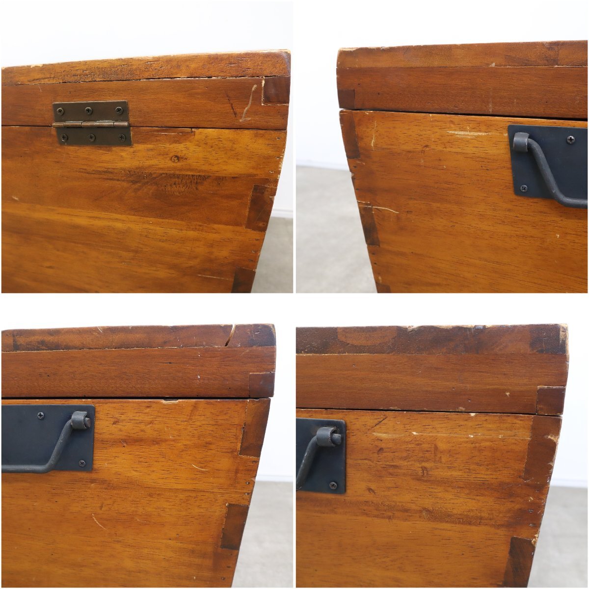 ヴィンテージ 木箱 ボックス トランク コーヒーテーブル 収納箱 ブラケットボックス ベンチ【3D2403033】の画像9