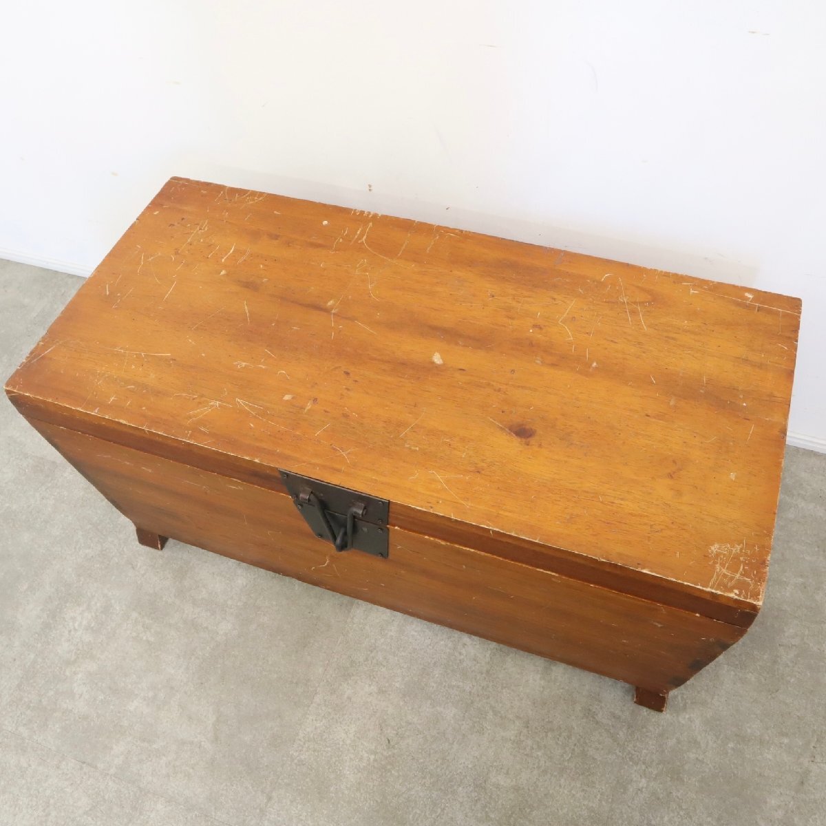 ヴィンテージ 木箱 ボックス トランク コーヒーテーブル 収納箱 ブラケットボックス ベンチ【3D2403033】の画像4