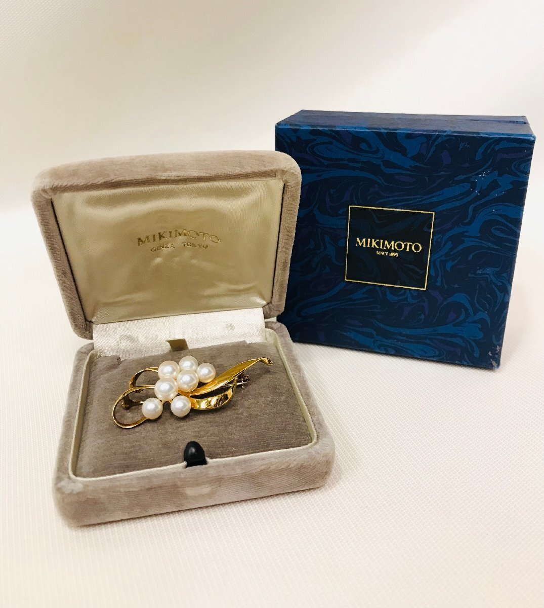 MIKIMOTO　ミキモト　K18　パール　７Ｐ　ブローチ　6.0mm-7.0mm玉　qoj.YK719