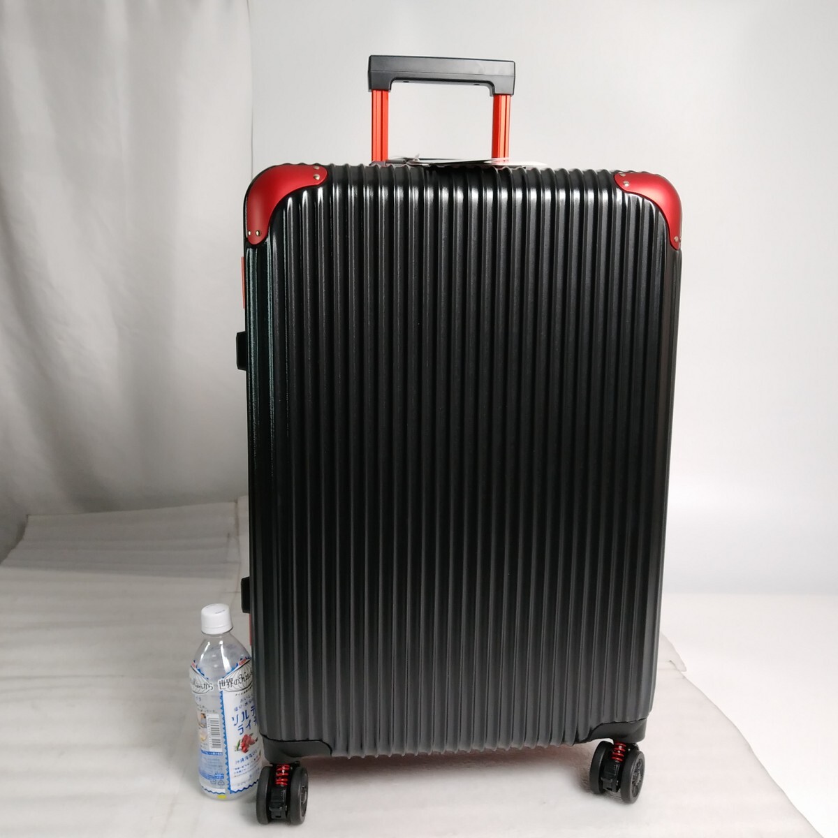 ス65 Lサイズ フレームタイプ アルミフレーム スーツケース サスペンション ストッパー TSAロック  ブラック×レッドの画像1