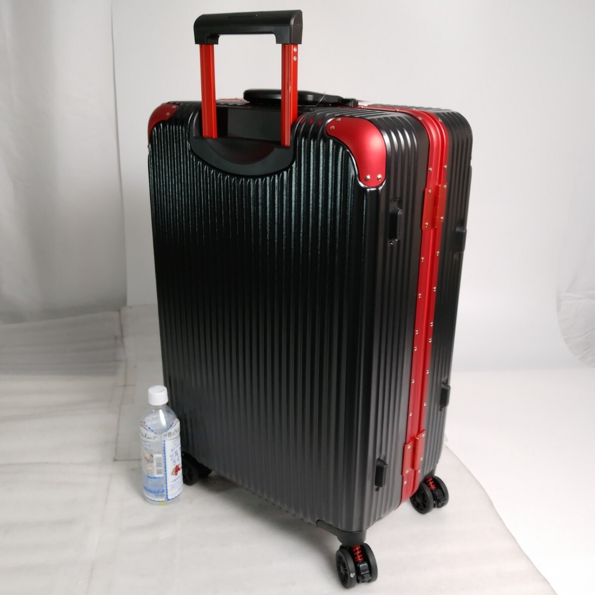 ス65 Lサイズ フレームタイプ アルミフレーム スーツケース サスペンション ストッパー TSAロック  ブラック×レッドの画像4