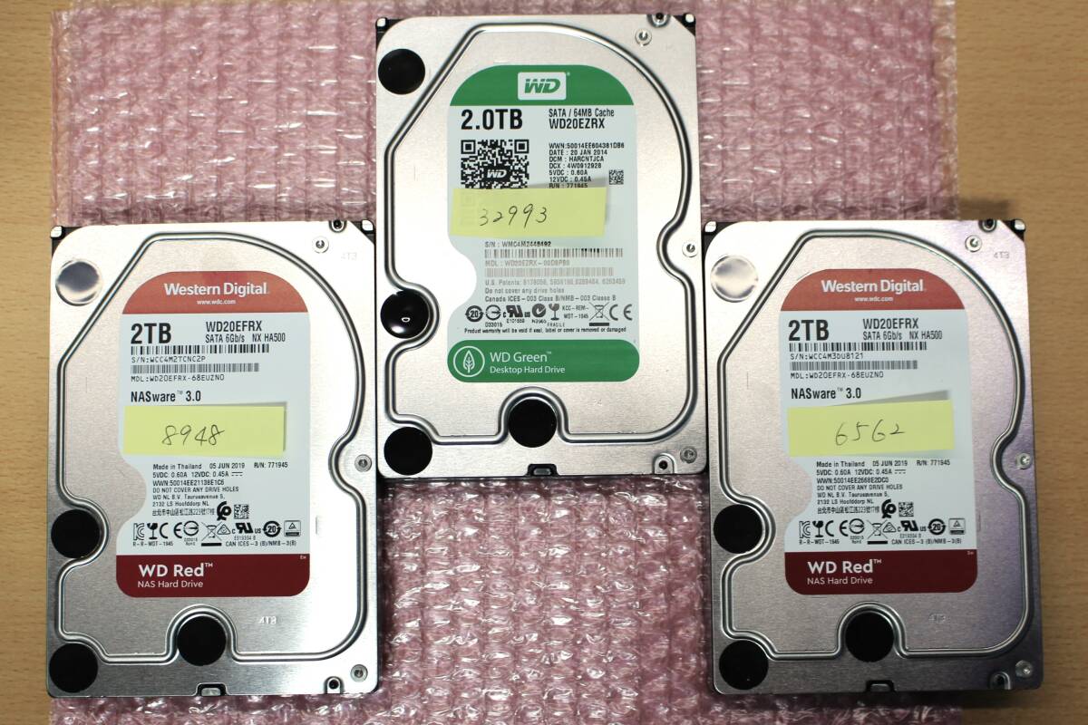 ★3.5inch SATA HDD★WD Red，Green　2TB×3本セット★_画像1