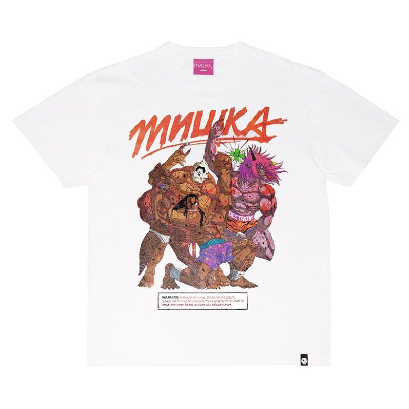 セール 新品 MISHKA ミシカ USグラフィック Tシャツ Jared Bowditch マッスルキャラクター ポップ ストリート 白 L_画像1