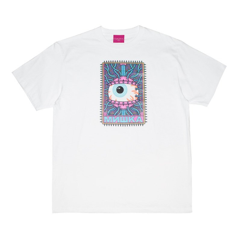 セール 新品 MISHKA ミシカ USグラフィック Tシャツ VASILIJ TORGASHEV キープウォッチ 目玉プリント ポップ キュート ストリート 白 M_画像1