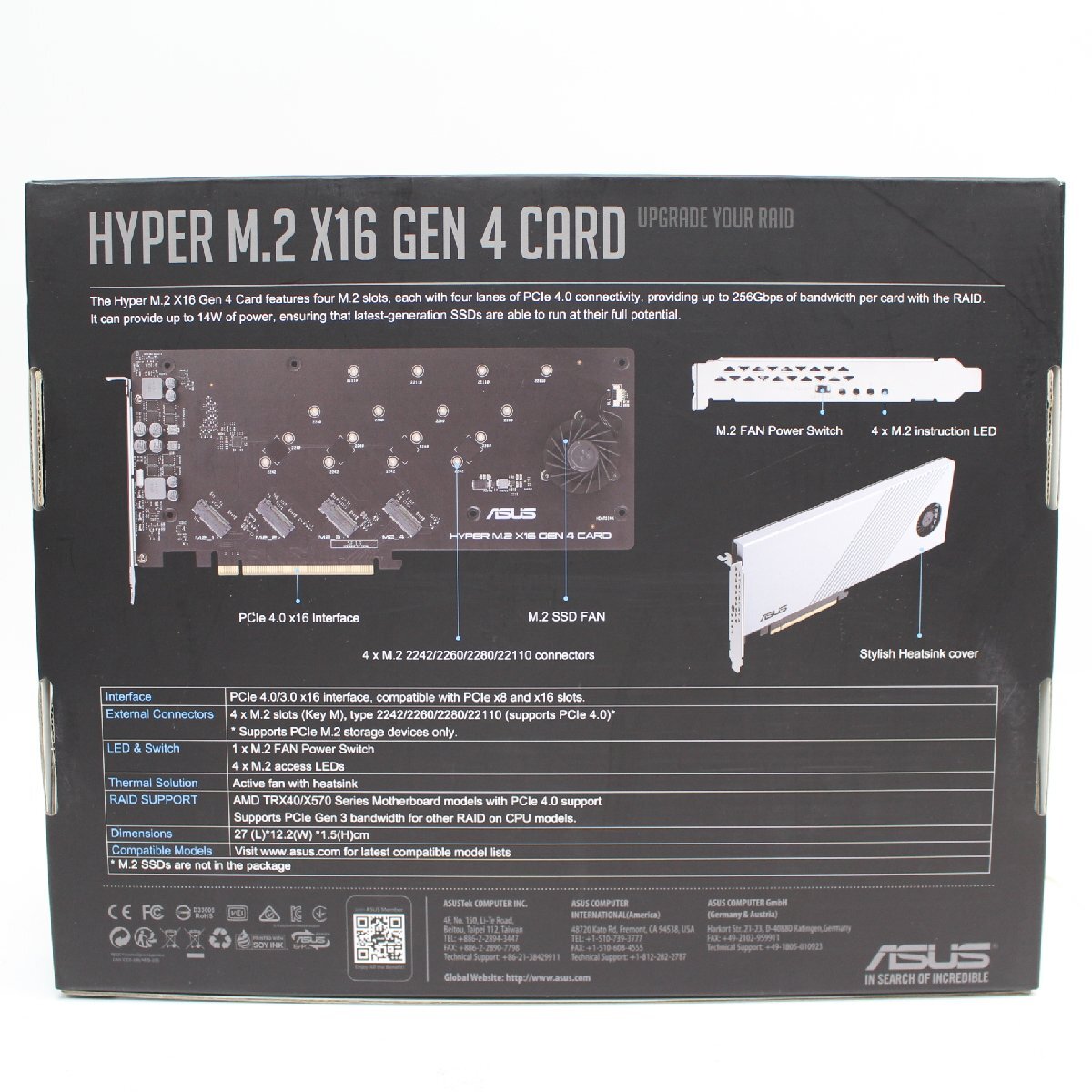 486)ASUS HYPER M.2 X16 GEN 4 Card 最大4台 PCIE 4.0 M.2ドライブを サポートする 拡張カードの画像8