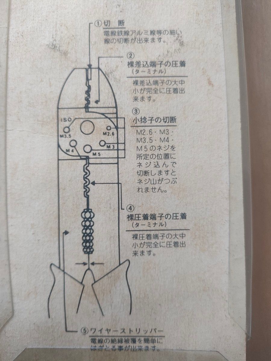 マーベル電工ペンチ　裸差込端子．裸圧着端子両用
