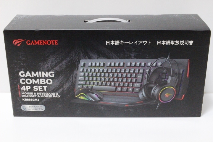 新品 送料込 GAMENOTE ゲーミングマウス キーボード ヘッドセット マウスパッド 4点セット KB868CMJ