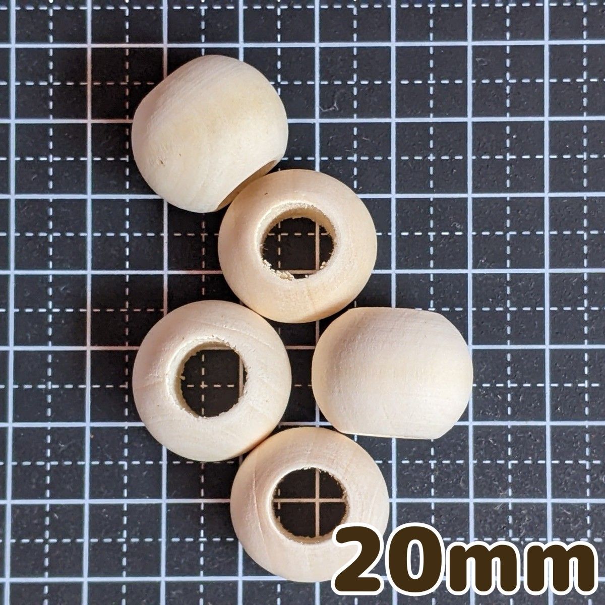 ウッドビーズ 大穴 大きめ 20mm 50個 ナチュラル 天然 木製 パーツ DIY 手芸 工芸 工作 おもちゃ ハンドメイド