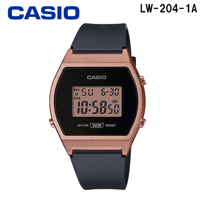 CASIO カシオ チプカシ 腕時計 LW-204-1A デジタル ブラック×ローズゴールド レディース ガールズ かわいい お祝い プレゼント_画像1