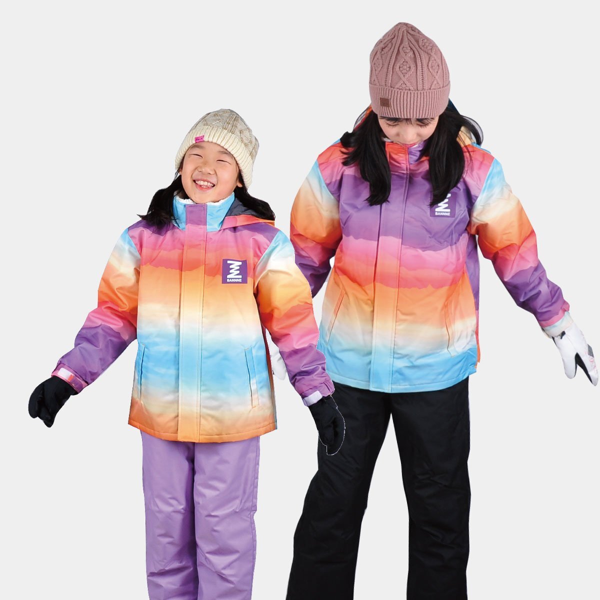 1525315-BANNNE/簡単パンツがうれしい キッズ ジュニア スキーウェア上下セット スノーウェア 雪遊び
