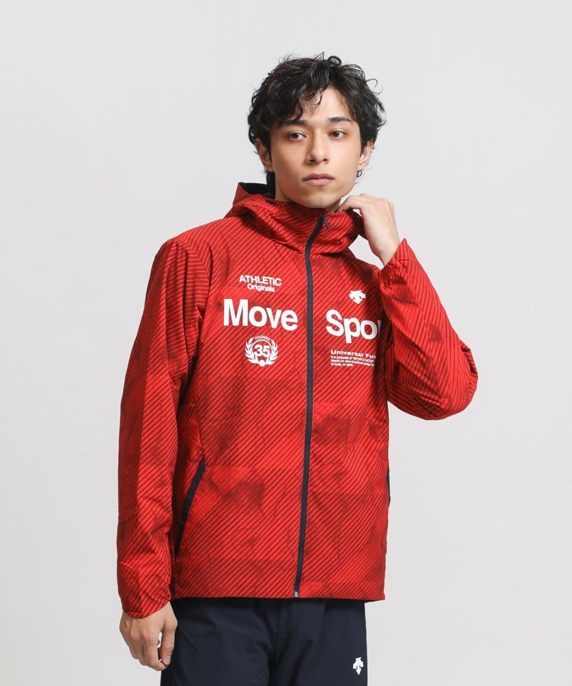 1430832-DESCENTE/HEATNAVI 総柄グラフィックフーデッドジャケット ロングパンツ ウィンド 上