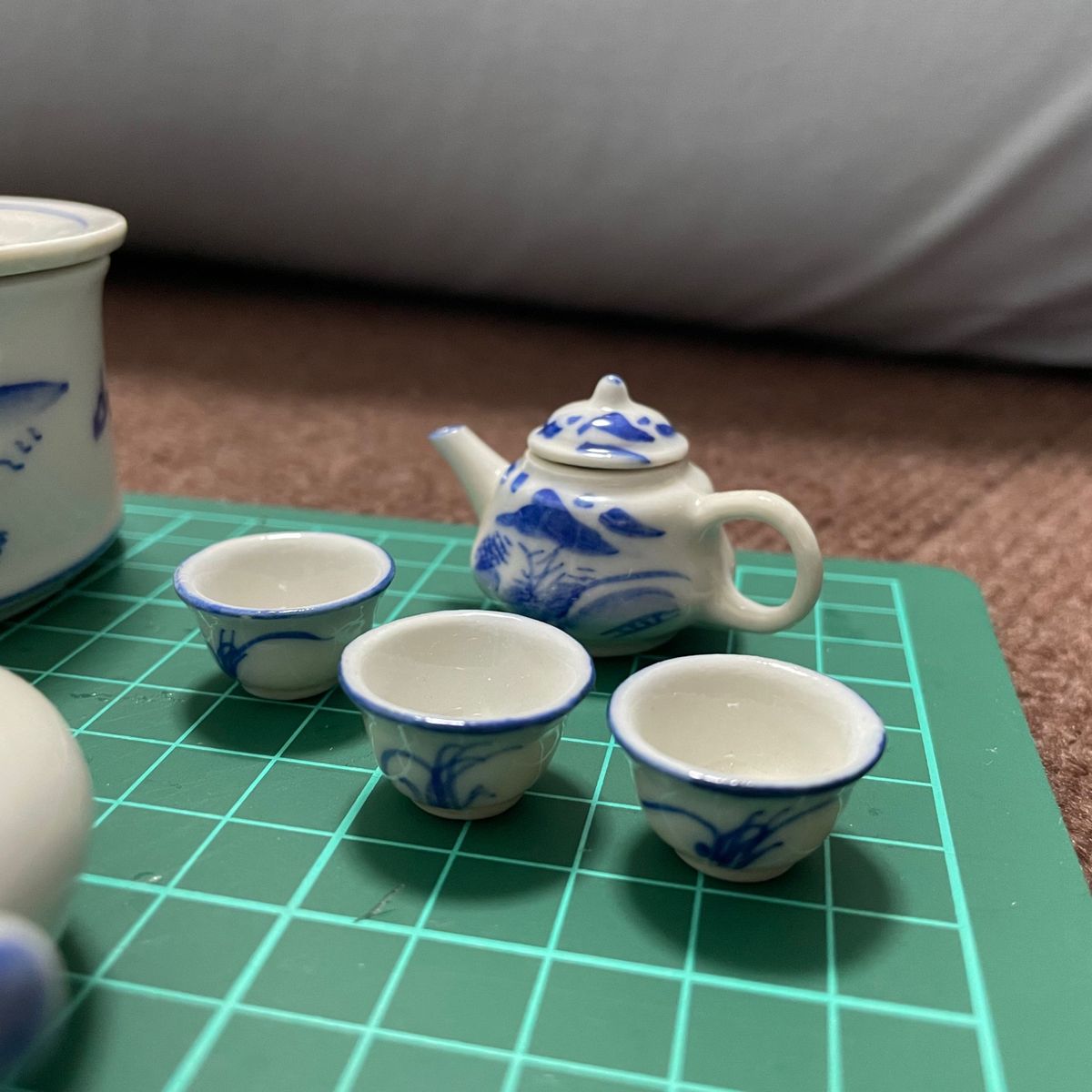 お茶セット 茶器セット 陶器 中国 青花 山水文 ミニチュア茶器 お茶セット 茶器セット 陶器 中国 青花 山水文 ミニチュア茶器