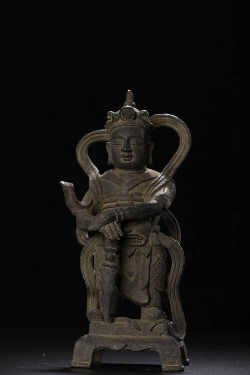 【古寶奇蔵】紫銅製・自在觀音像・置物・賞物・中国時代美術_画像1