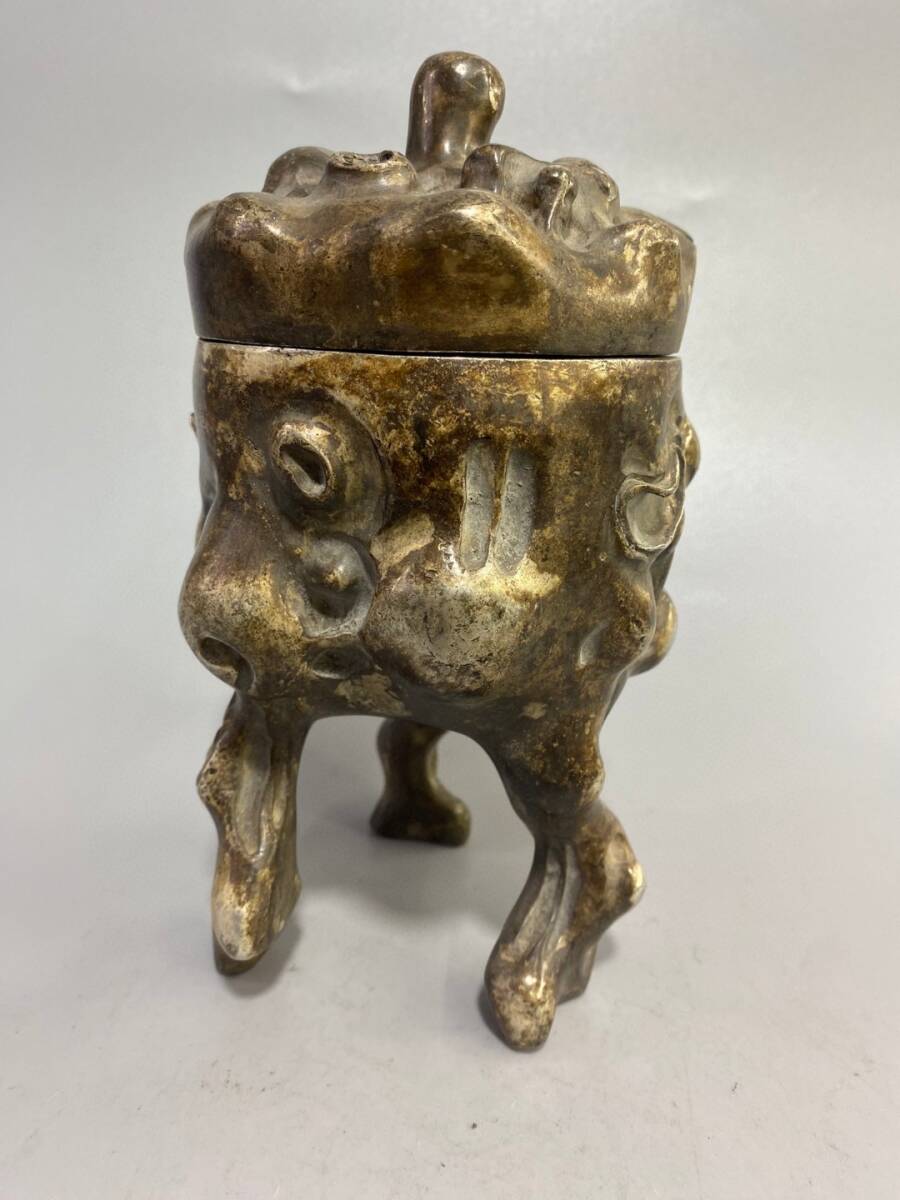 【古寶奇蔵】銅製・銀鍍・樹根熏香爐・置物・賞物・中国時代美術