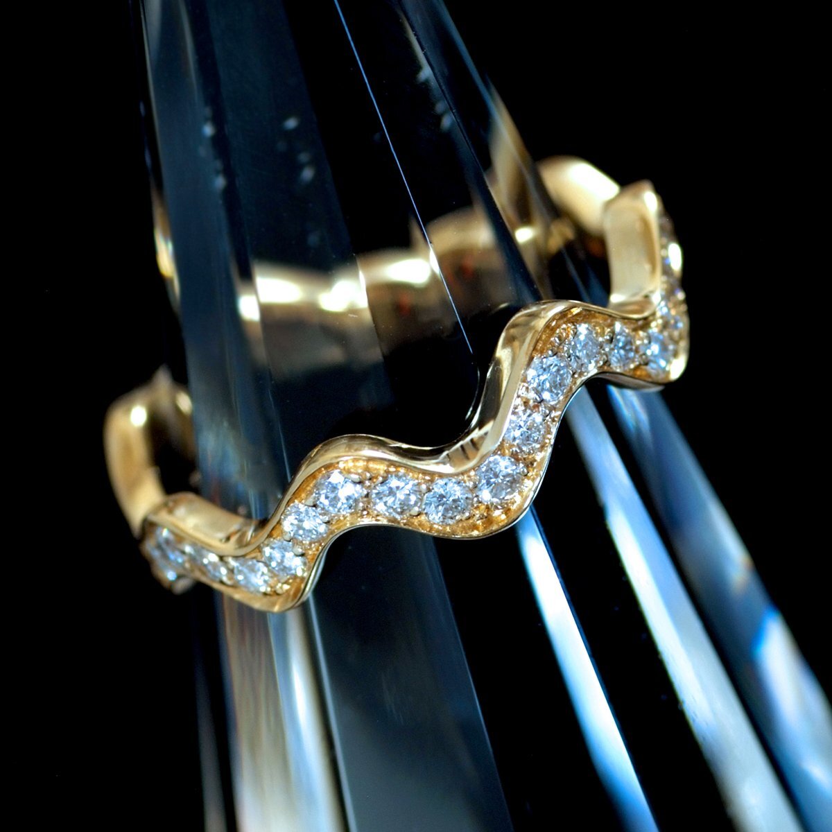F3605【MATHON paris】マットン 天然上質ダイヤモンド最高級18金無垢リング サイズ12.5号位 重量3.0g 縦幅5.4mm_画像3