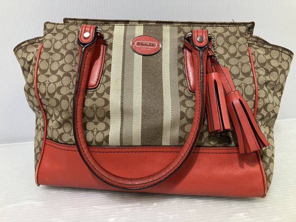 HS929-240303-144【中古】COACH トートバッグ ハンドバッグ 3点セット シグネチャー ブラック ブラウン ホワイト ジャカード コーチ_画像8