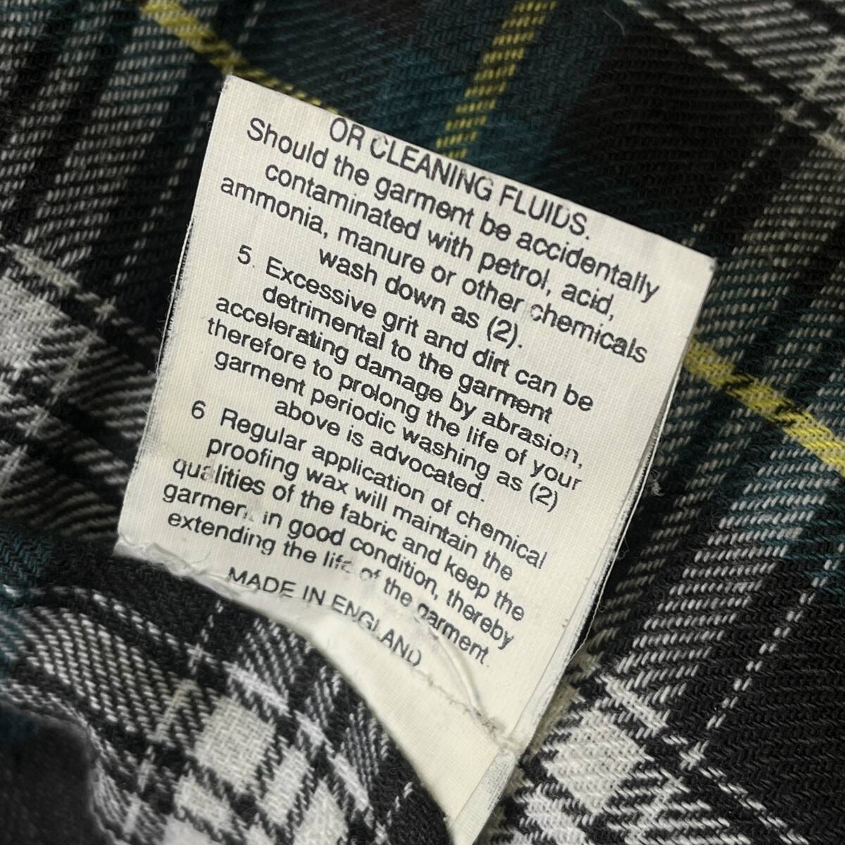 90年代 イギリス製 未着用 Barbour tartan★ビンテージ オイルドジャケット★campbell cooper England★バブアー ベルスタッフ 好きな方にの画像9