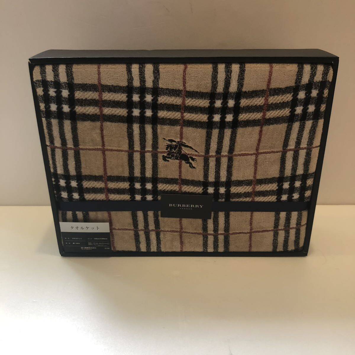 【送料無料】BURBERRY/バーバリー/正規品/新品未使用/タオルケット/ノバチェック/ホースマーク刺繍/西川産業株式会社(Y5)_画像1