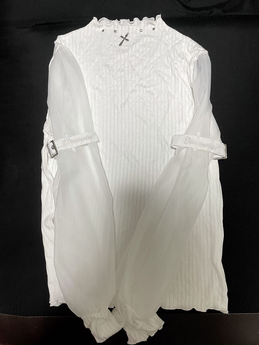 dimmoire ディムモアール ニット×シアートップス【white dimmoire ディムモアール ニット×シアートップス【white