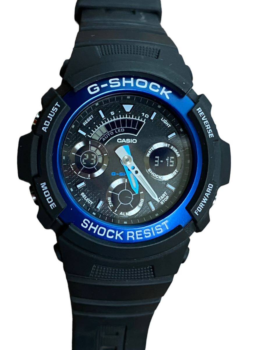 20435 CASIO/カシオ G-SHOCK クォーツ デジアナ腕時計 AW-591 通電OK ジーショック ブルー ブラック ジャンクの画像1