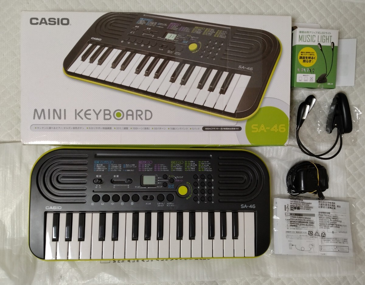 CASIO 電子ピアノ ミニキーボード SA-06A ACアダプター 譜面台用クリップ式LEDライト カシオ_画像1