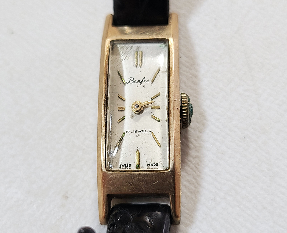 【a11】BENFRE ベンフレ 18金 アンティーク 腕時計 手巻き ヴィンテージ K18 レディース ジャンク品の画像1