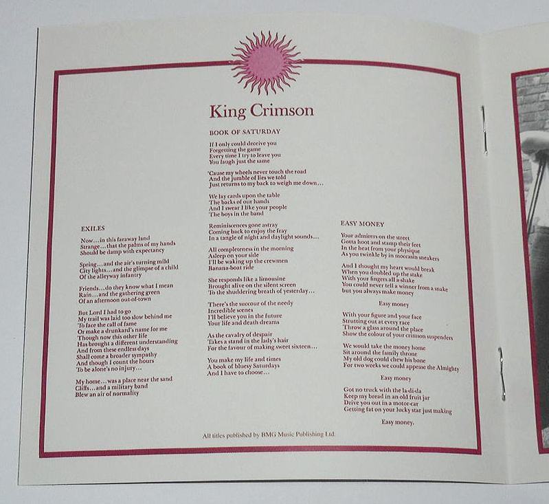 2005年★30周年記念EU盤◎24bitリマスターHDCD『Larks' Tongues In Aspic 太陽と戦慄 King Crimson』キング・クリムゾン 1972年作品_画像5